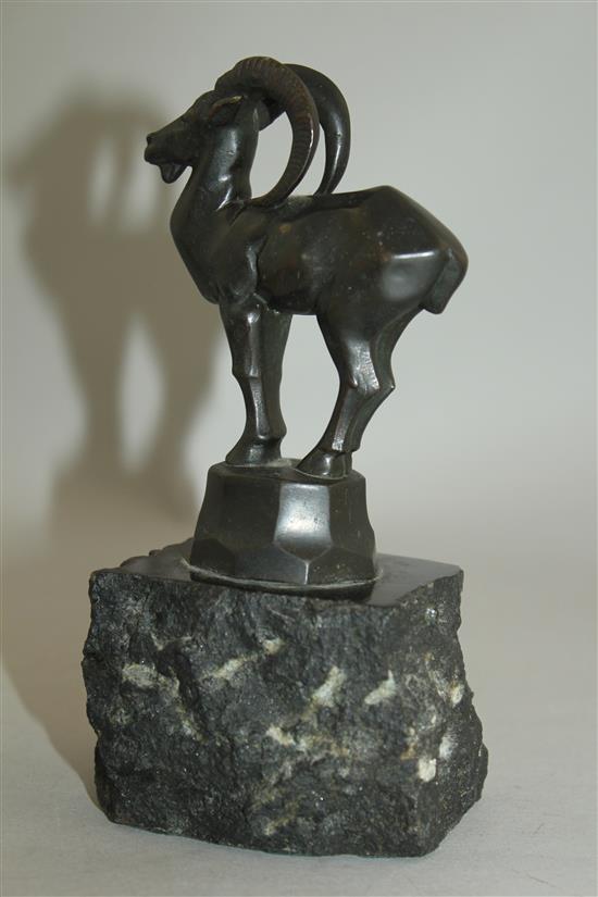 An Art Deco bronze model of a stylised oryx, 6in.